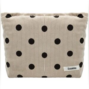 Cosmetic Bag Corduroy Makeup Bag Organizer Storage bag Travel Bag polka dot